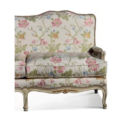 Louis-XV-Sofa aus gealtertem, weiß lackiertem Buchenholz …