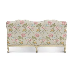 Louis-XV-Sofa aus gealtertem, weiß lackiertem Buchenholz …