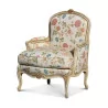 Louis XV Schäferin aus gealtertem weiß lackiertem Buchenholz … - Moinat - Armlehnstühle, Sesseln