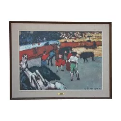 Oil painting on canvas “La Corrida”, reproduction of Picasso.