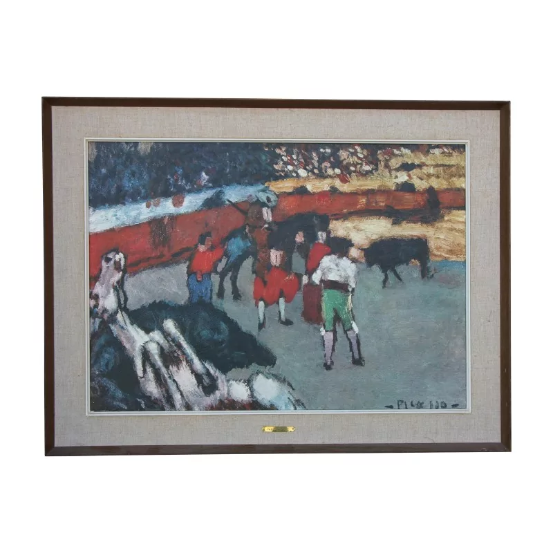 Tableau huile sur toile “La Corrida”, reproduction de Picasso. - Moinat - Tableaux - Divers Tableau huile sur toile “La Corrida”, reproduction de Picasso. - Moinat - Tableaux - Divers