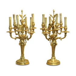 Pair of gilt bronze candlesticks signed COLIN.