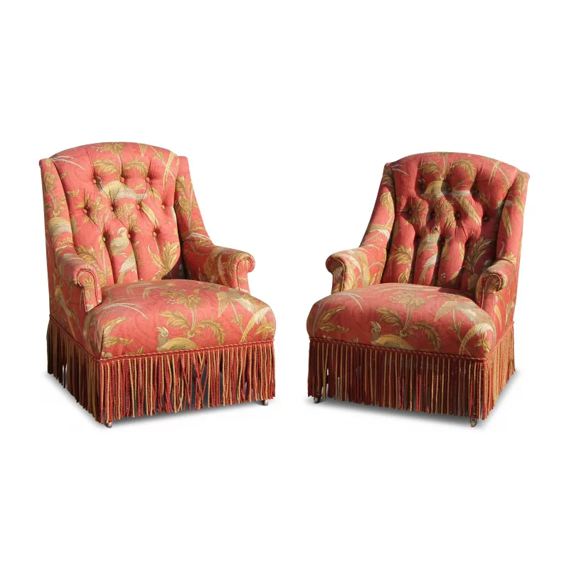 Pair of padded armchairs model JANSEN covered with … - Moinat - Armchairs