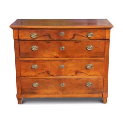 Directoire chest of drawers in walnut mounted on fir with 4 drawers, …