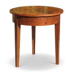 Directoire pedestal table in walnut with inlaid top, 3 feet. …