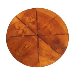 胡桃木 Directoire 底座桌，桌面镶嵌，3 英尺。 ……