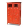 Kleiderschrank mit 2 Türen rot lackiert mit Blumendekor, … - Moinat - Schränke