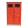 шкаф с 2 дверьми, окрашенными в красный цвет с цветочным орнаментом, … - Moinat - Шкафы