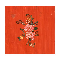 Kleiderschrank mit 2 Türen rot lackiert mit Blumendekor, …