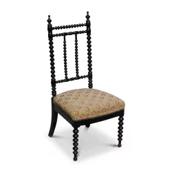 Napoleon III nurse chair in black wood with Gobelin …