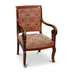 кресло Луи-Филиппа из орехового дерева. Ткань б/у. Около 1830 года. …