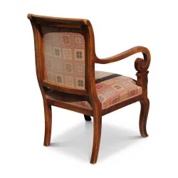 Louis-Philippe walnut armchair. Used fabric. Around 1830. …