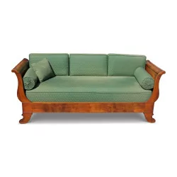 Louis-Philippe sofa in walnut and cushions in green fabric …