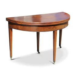 Directoire table in walnut with flap, shoes and wheels …