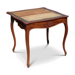 Napoleon III games table in speckled mahogany. Late 19th...