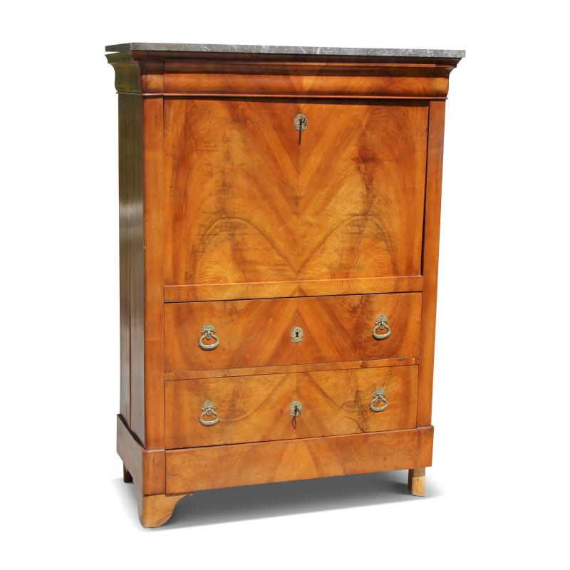 Secrétaire Louis-Philippe en noyer avec doucine, orné de … - Moinat - Bureaux cylindre, à abattant, Secrétaires Secrétaire Louis-Philippe en noyer avec doucine, orné de … - Moinat - Bureaux cylindre, à abattant, Secrétaires
