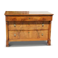 Directoire chest of drawers in walnut with detached columns and 3 …