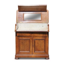 Walnut washbasin cabinet with Carrara marble interior …