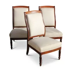 Set of 3 Second Empire fireside chairs in mahogany with …