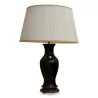 black lamp with cream pleated silk shade. … - Moinat - Table lamps
