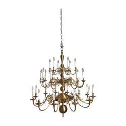 1 6-light chandelier in gilded bronze and “pineapple” decor. - MOINAT