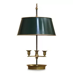 A three-light bouillotte lamp in gilded brass