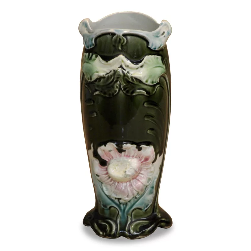 Vase barbotine avec décors floral. France. - Moinat - Boites, Urnes, Vases