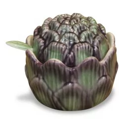 个朝鲜蓟形的调味品罐，带有小……