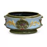 Slip pot decorated with flowers. - Moinat - Flowerpot holders, Interior planters