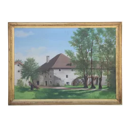 Картина маслом на холсте «Сельский дом» подписана Л. ЖАКОМ (нет …