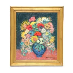 布面油画静物“...中的花束”