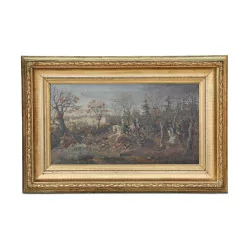 Oil painting on canvas “Hunting scene” signed Otto PROGEL …