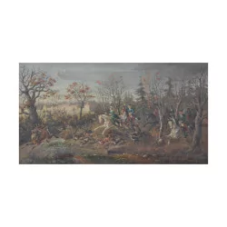 Oil painting on canvas “Hunting scene” signed Otto PROGEL …