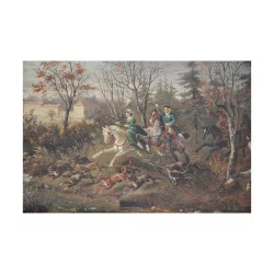 Картина маслом на холсте «Сцена охоты» подписана Otto PROGEL…