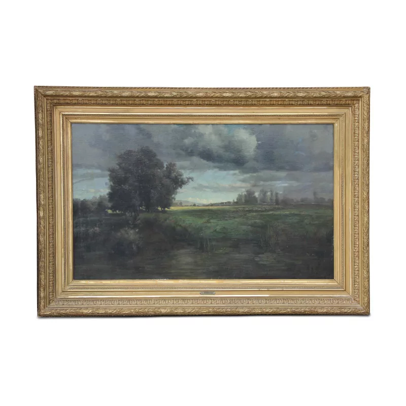 Huile sur toile "Campagne" de Leopold DESBROSSES (1821-1908) - Moinat - Tableaux - Paysage