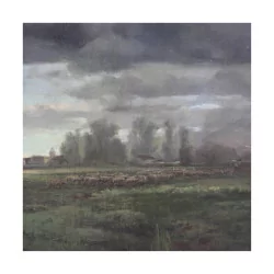 布面油画《乡村》，利奥波德·德布鲁斯 (Leopold DESBROSSES)（1821-1908）