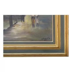 布面油画“港口中的三桅帆船”