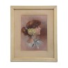 Pastel portrait \"Young woman with a yellow rose\" - Moinat - Painting - Portrait