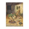 Картина маслом на холсте «Маленькая конюшня с курами и… - Moinat - Картины - разные