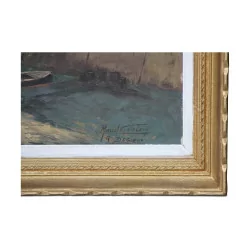 Tableau huile sur toile “Le port” signé en bas à droite Marcel …
