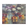 Oil on canvas still life \"Flowers and persimmons\" - Moinat - Painting - Still-life
