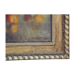 Oil on canvas still life \"Flowers and persimmons\"