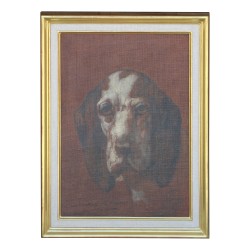 Huile sur toile, marouflée "Le chien"