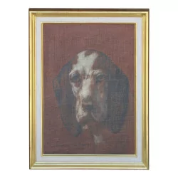 Tableau huile sur toile, marouflée “Le chien” signé au dos …
