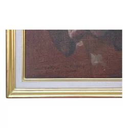 Картина маслом на холсте, монтировка «Собака», подпись на обороте…