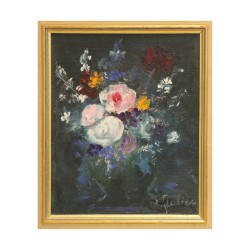 Ölgemälde auf Leinwand Stillleben „Blumen“ signiert Louise …