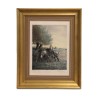 Tableau lithographie "Personnages et 2 chevaux" - Moinat - Gravures