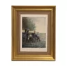 Tableau lithographie “Personnages et 2 chevaux” signé Aquiles … - Moinat - Gravures