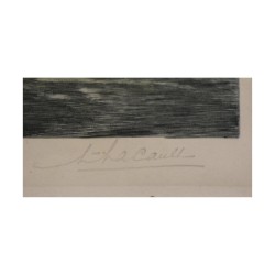 Tableau lithographie "Personnages et 2 chevaux"