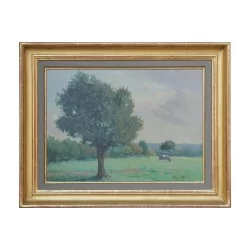 Tableau huile sur panneau "Campagne"